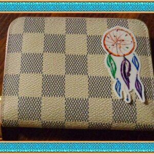 Dreamcatcher PU Leather Checkered Gray & White Mini Zippy Wallet Teen Gift
